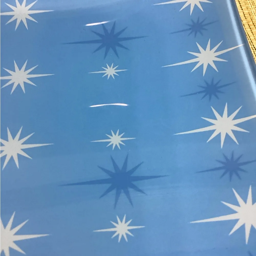 Vintage 2004 Torre & Tagus MCM Inspired Blue Starburst Pattern 8”x8” 4 Plates